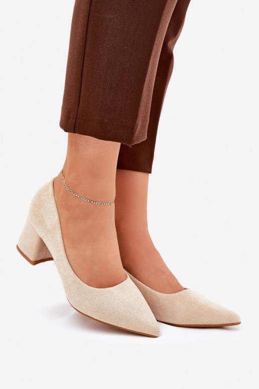 Women's shoes with pointed toes and heels in sand Merinette