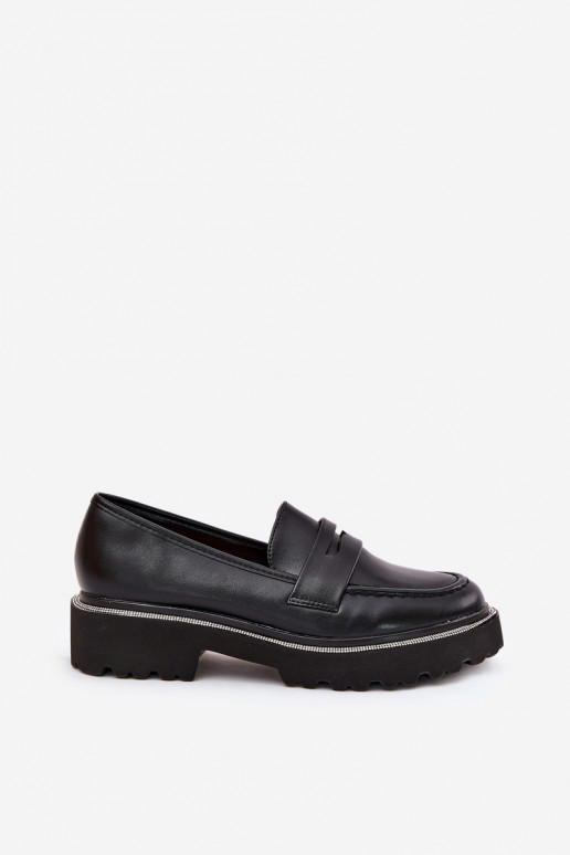 women's moccasins faux leather with sparkling eyelets black INilamla