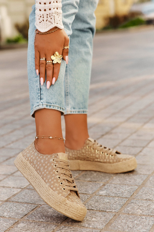 patterned casual shoes with platform khaki Lee Cooper LCIN-25-08-3646L