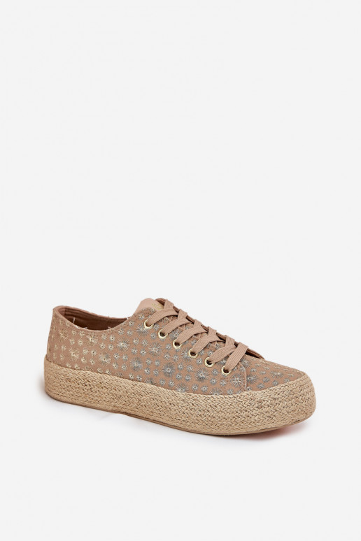 wzorzyste buty casual z platformą khaki Lee Cooper LCIN-25-08-3646L