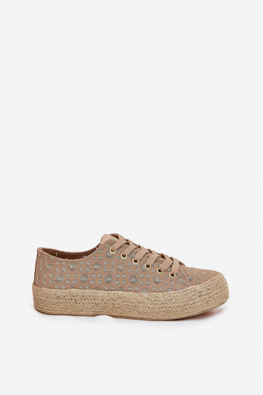 patterned casual shoes with platform khaki Lee Cooper LCIN-25-08-3646L