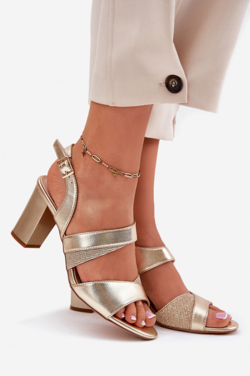 women's high-heeled sandals gold Sergio Leone SK866