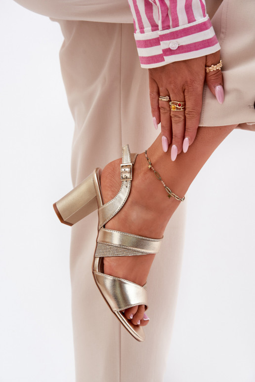 women's high-heeled sandals gold Sergio Leone SK866