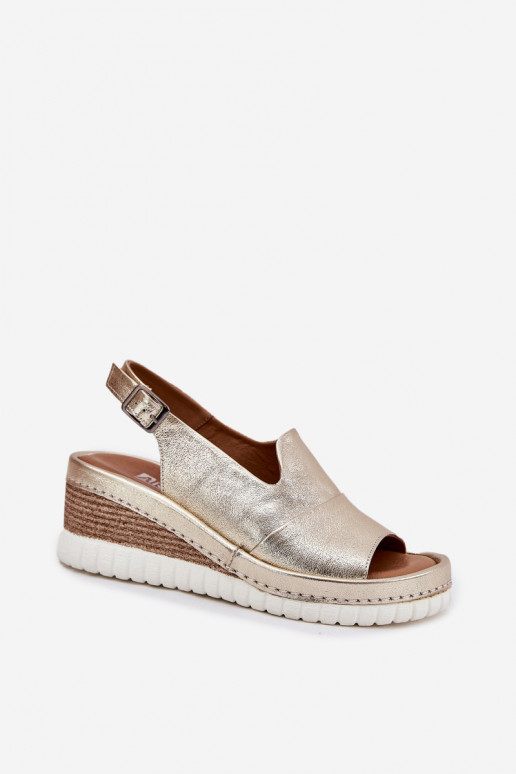 women's leather sandals with platform gold Artiker 56C0920