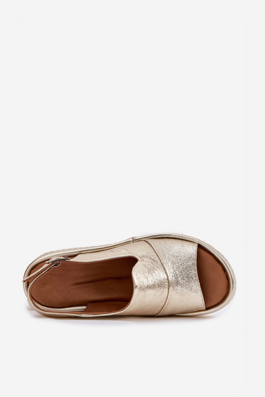 women's leather sandals with platform gold Artiker 56C0920