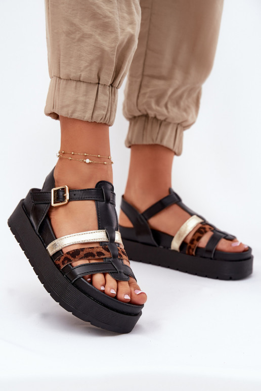 Women's strappy platform sandals in black Gallari