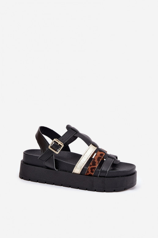 Women's strappy platform sandals in black Gallari