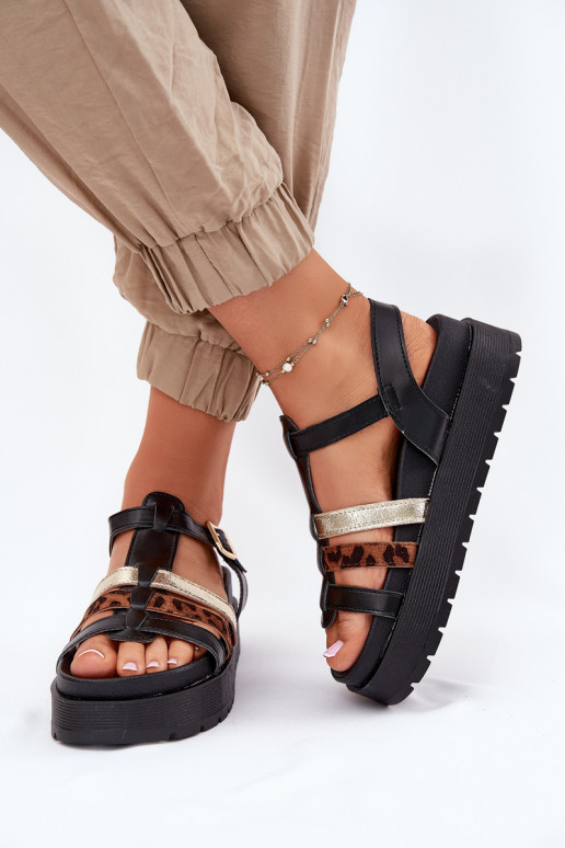 Women's strappy platform sandals in black Gallari