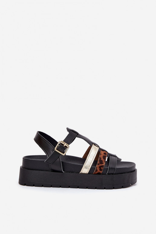 Women's strappy platform sandals in black Gallari