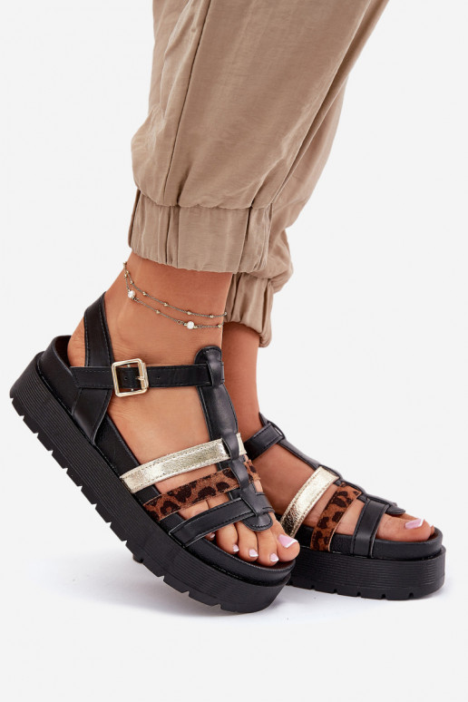 Women's strappy platform sandals in black Gallari