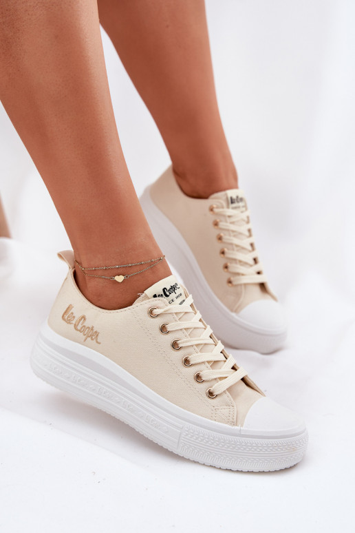 Casualowe buty na platformie w kolorze piaskowym Lee Cooper LCIN-24-44-2464L