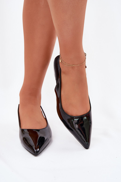 Patent ballerinas on low heel in black Testori