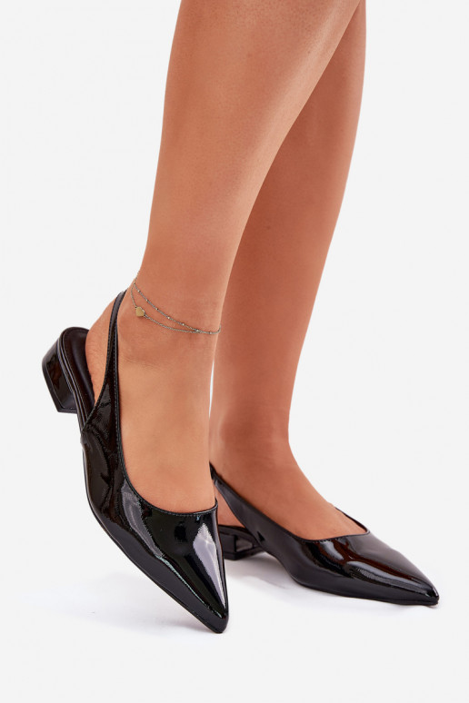 Patent ballerinas on low heel in black Testori