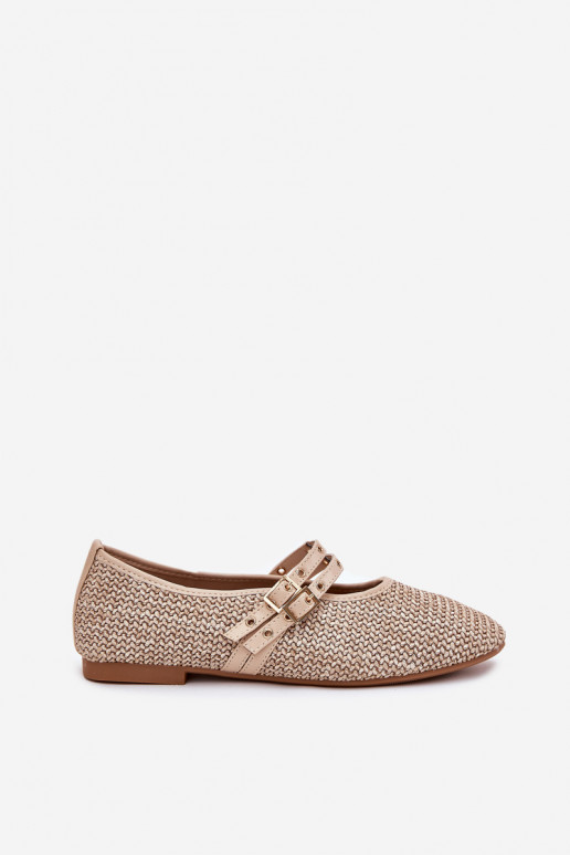 Ballerinas with weaving and buckles in sand Partheda