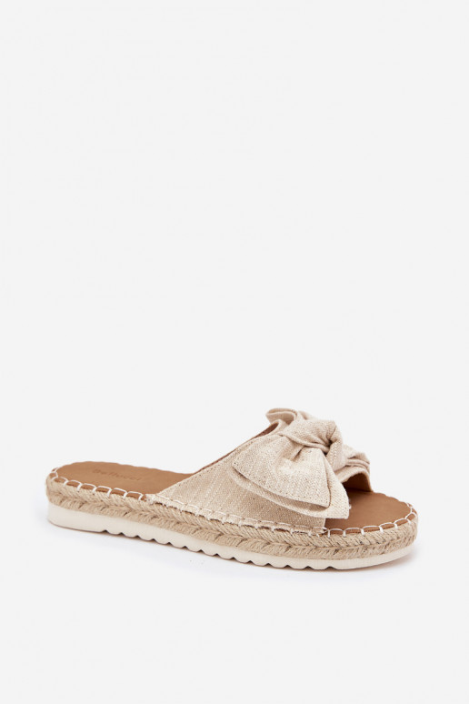 Women's platform slippers with weaving and bow in sand Alpireda