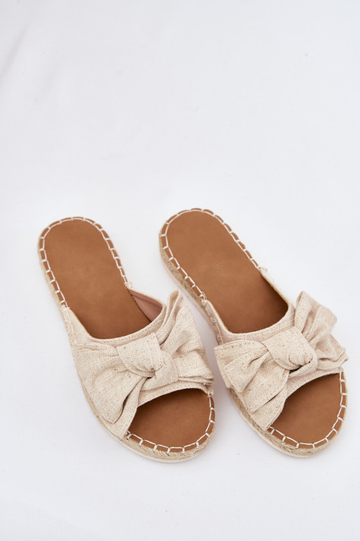 Women's platform slippers with weaving and bow in sand Alpireda