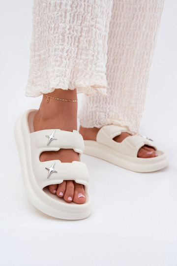Lightweight women's platform slippers in ivory FaloĮena 2