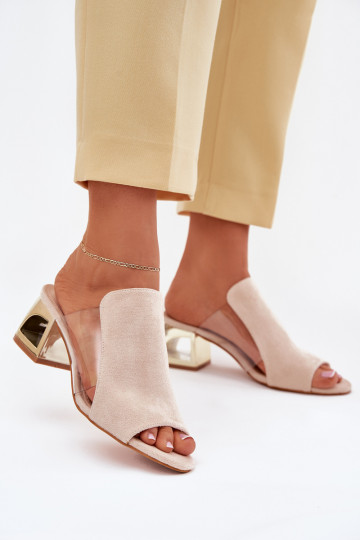 Women's gold slippers in ivory Tessira
