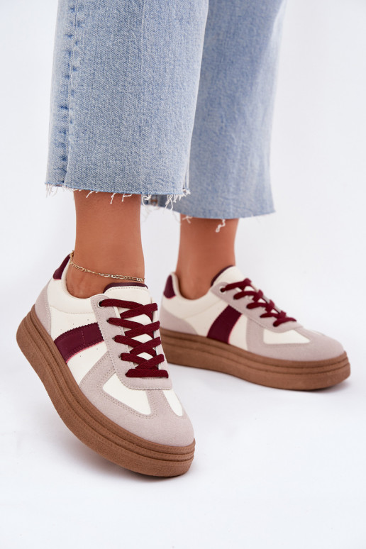 Women's sneakers with platform in burgundy Dovina