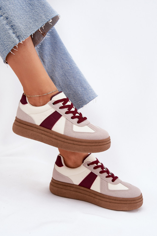 Moteriški sneakers batai su platforma bordo spalvos Dovina