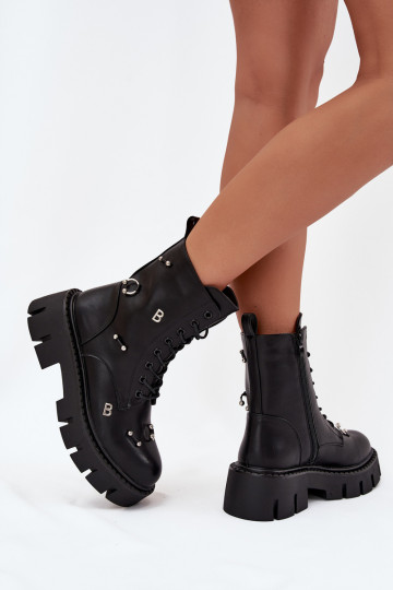 Women's work ankle boots with beautiful details insulated in black Lunea 2