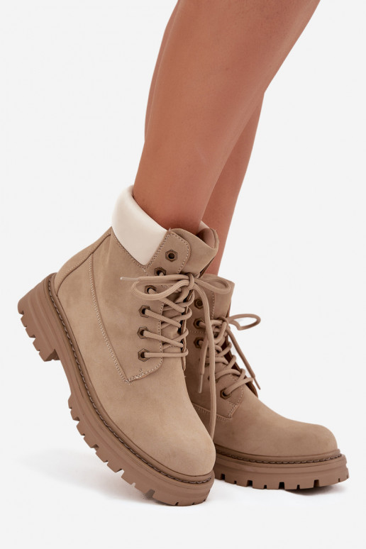 Women's shoes with laces in sand Norena