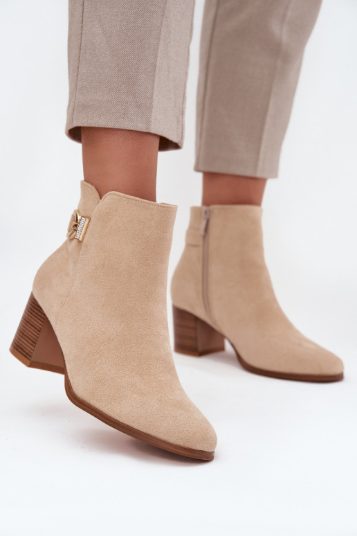 Women's insulated ankle boots with gold details in sand Renora