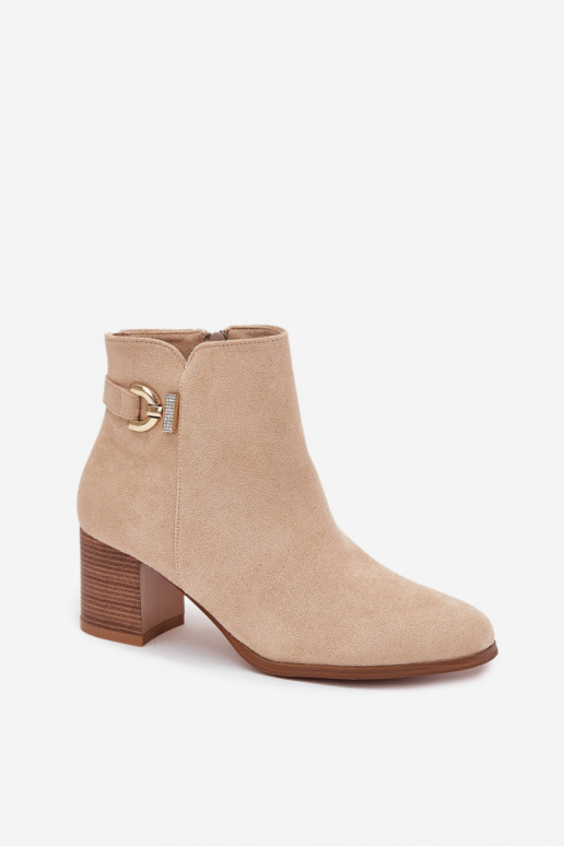 Women's insulated ankle boots with gold details in sand Renora