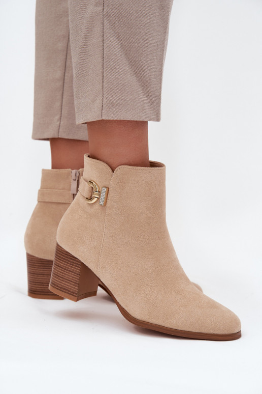 Women's insulated ankle boots with gold details in sand Renora