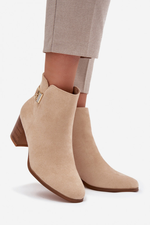 Women's insulated ankle boots with gold details in sand Renora