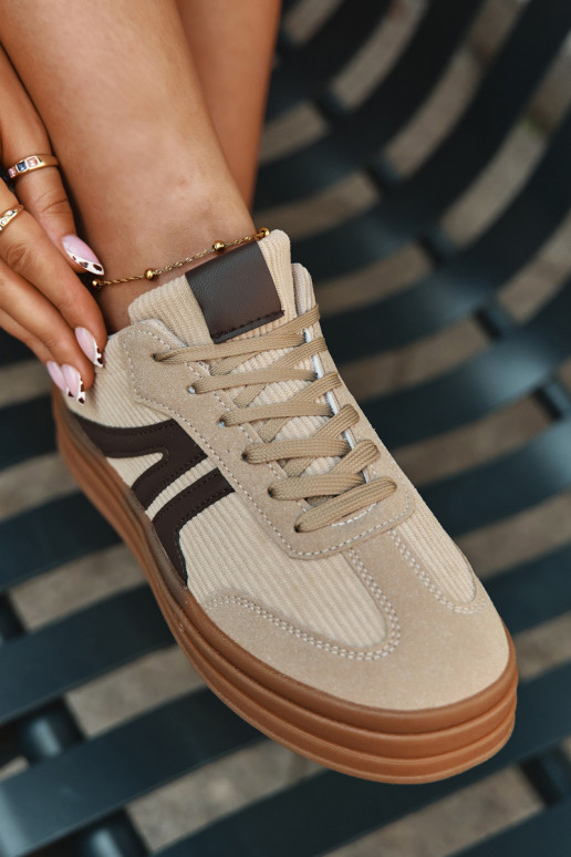 Beżowe welurowe sneakersy z platformą Corynelle