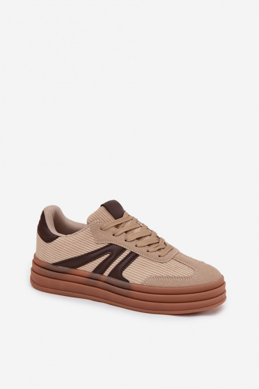 Beżowe welurowe sneakersy z platformą Corynelle