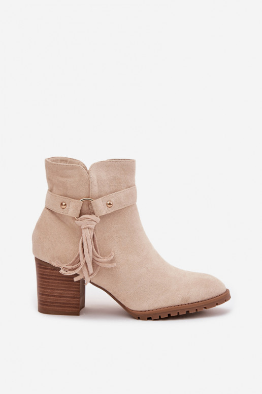 Ivory women's ankle boots with fringes Rosabella
