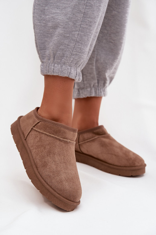 Brown women's snow boots insulated with fur inside Serenne