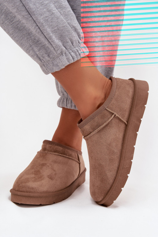 Brown women's snow boots insulated with fur inside Serenne
