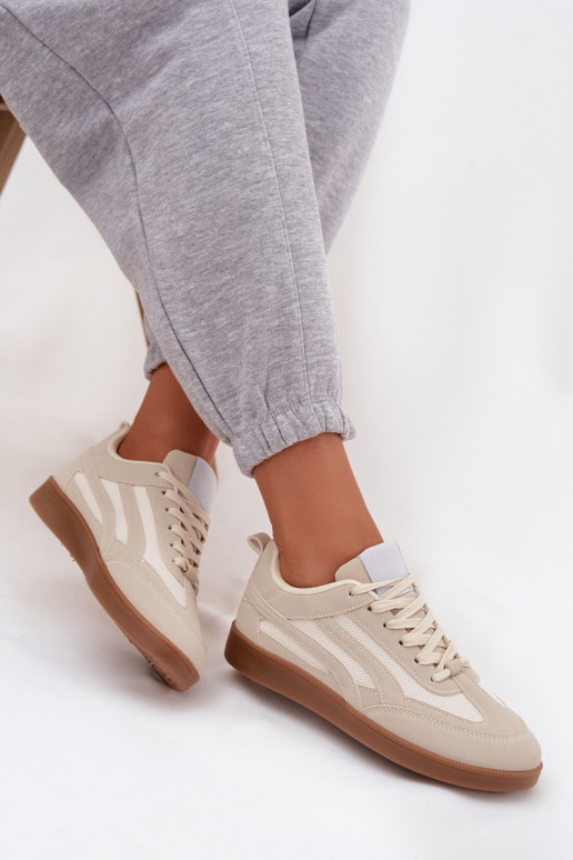 Beżowe damskie sneakersy modelowe Hanelor