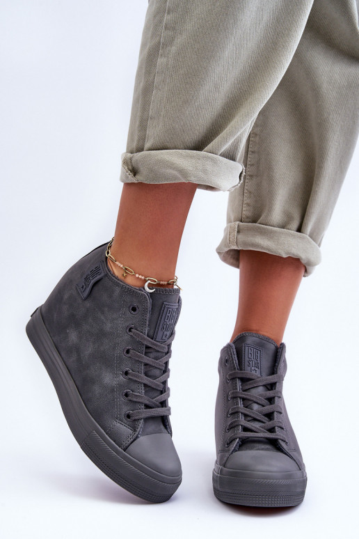 Casual shoes in faux leather with platform in gray Big Star MM274005