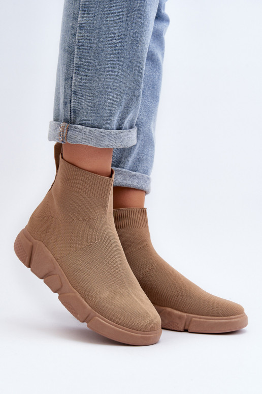 Women's sports shoes with sock-type shaft in sand Zirila