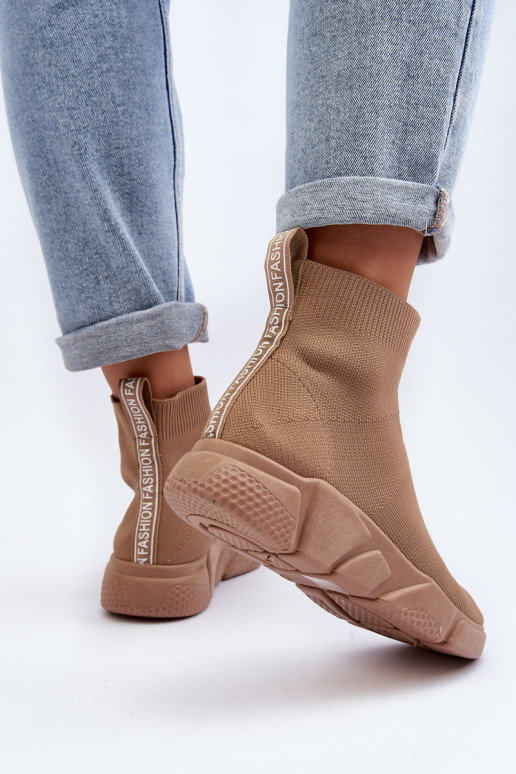 Women's sports shoes with sock-type shaft in sand Zirila