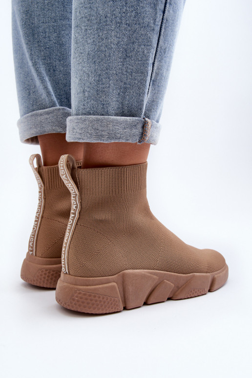 Women's sports shoes with sock-type shaft in sand Zirila