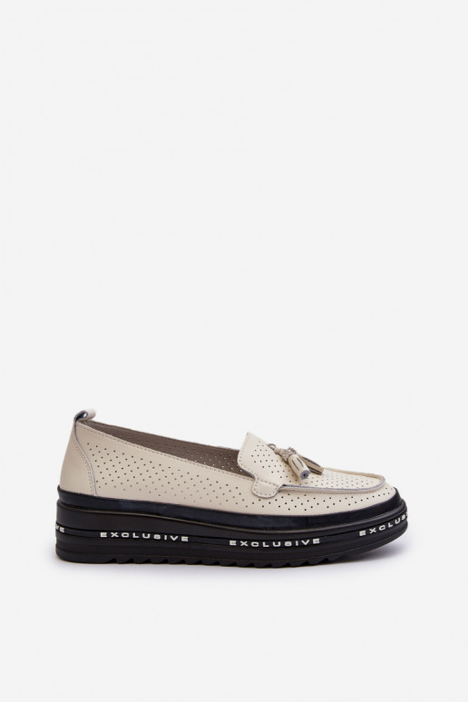 Women's moccasins in faux leather on a platform in sand Assetnima