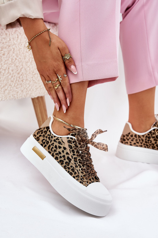 Casual shoes with platform and decorative laces in black and sand Zidora
