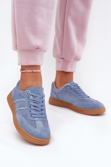 Niebieskie damskie sneakersy ze zamszu Paliana