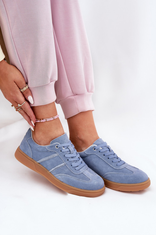 Blue women's sneakers made of suede Paliana