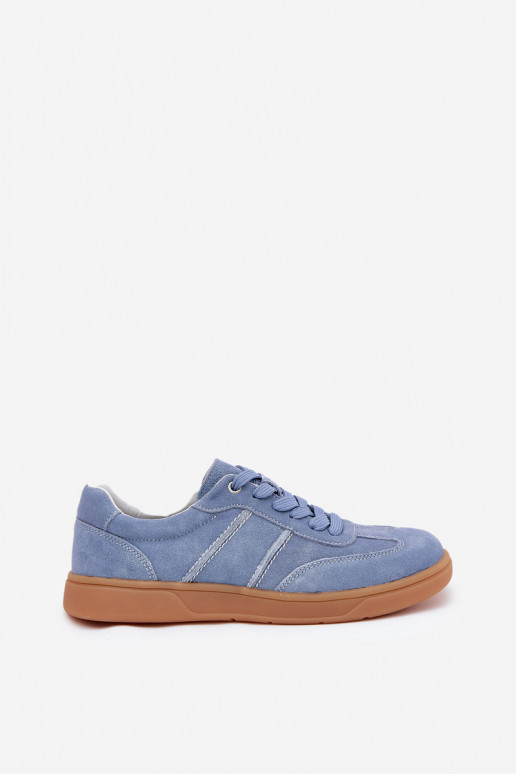 Blue women's sneakers made of suede Paliana