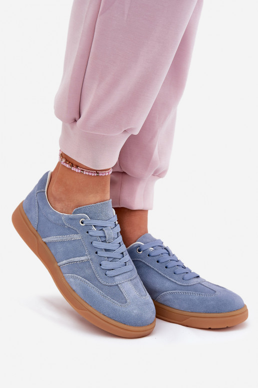 Blue women's sneakers made of suede Paliana