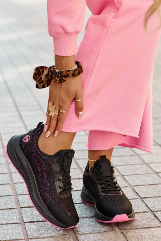 Black women's athletic shoes with platform Big Star RR274523 HI-POLY SYSTEM