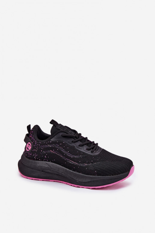 Black women's athletic shoes with platform Big Star RR274523 HI-POLY SYSTEM
