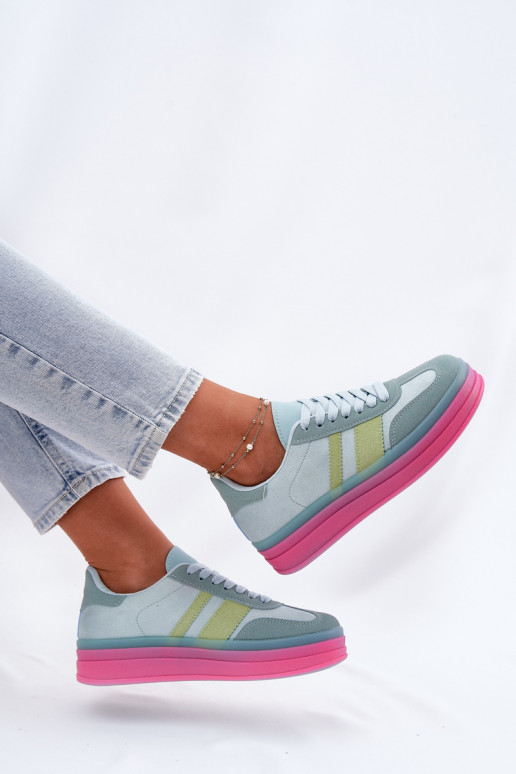 Niebieskie sneakersy na platformie Ovivene
