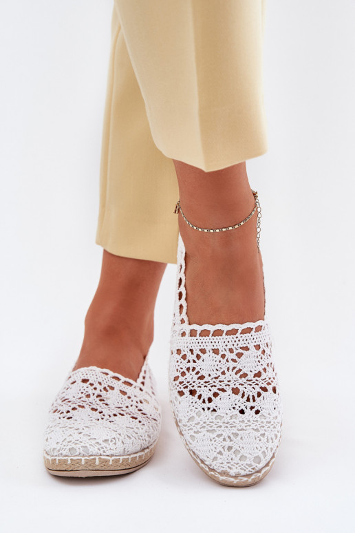 White women's espadrilles made of lace Adelira